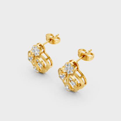 9K Yellow Gold Round-Shaped Lab-Grown Diamond Studs For Ethical Luxury