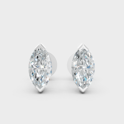Marquise Cut Lab Grown Diamond Earrings In White Gold 9K 14K 18K Hallmark