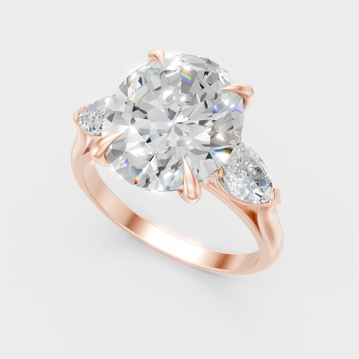 Unique Rose Gold Three-Stone Ring Featuring Certified Lab-Grown Diamonds