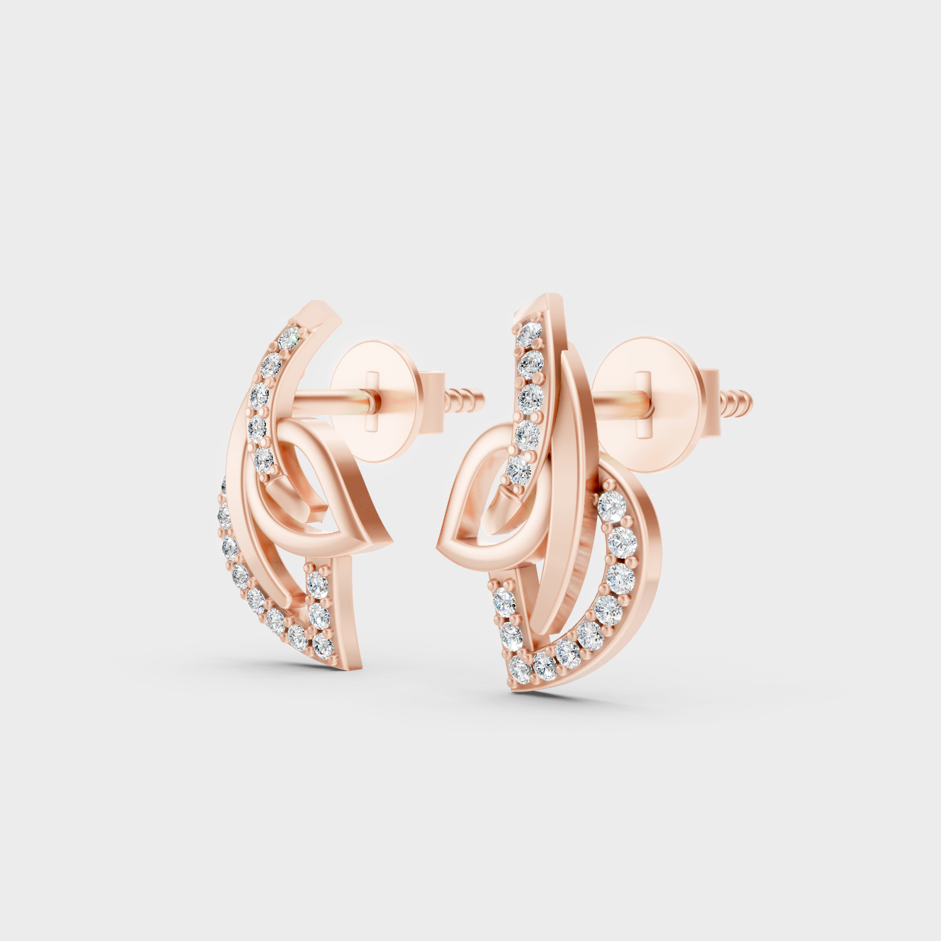  9K Rose Gold Round-Cut Lab-Grown Diamond Earrings With Hallmark Quality