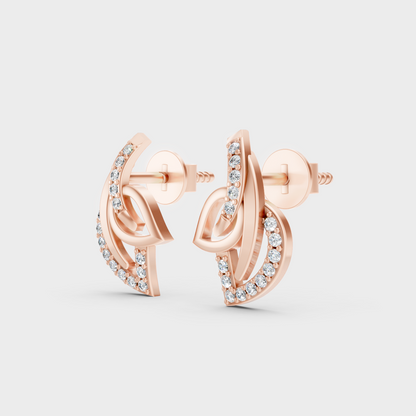  9K Rose Gold Round-Cut Lab-Grown Diamond Earrings With Hallmark Quality