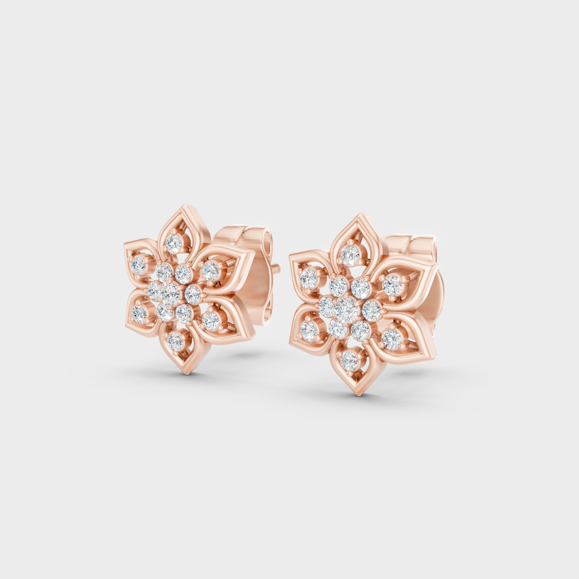 9K Rose Gold Round-Cut Lab-Grown Diamond Earrings With Hallmark Quality