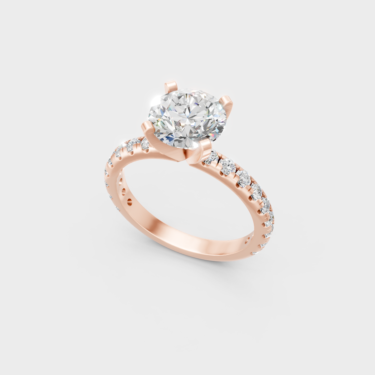 Unique Rose Gold Ring Featuring A Certified Round Lab-Grown Diamond