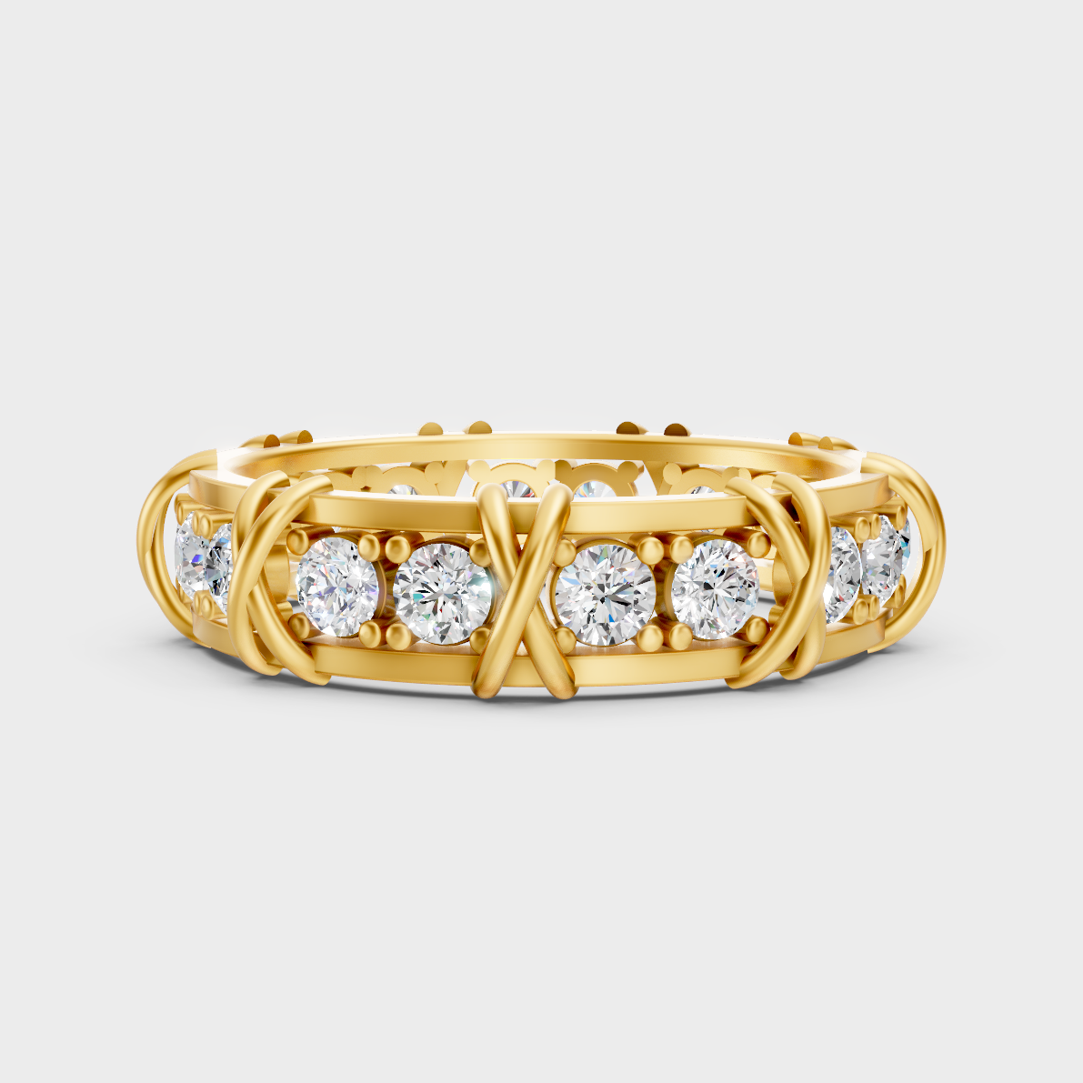 GLI Certified 1.17 Carat Round-Cut Lab-Grown Diamond Men’s Band In 18K Yellow Gold