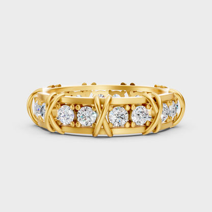 GLI Certified 1.17 Carat Round-Cut Lab-Grown Diamond Men’s Band In 18K Yellow Gold