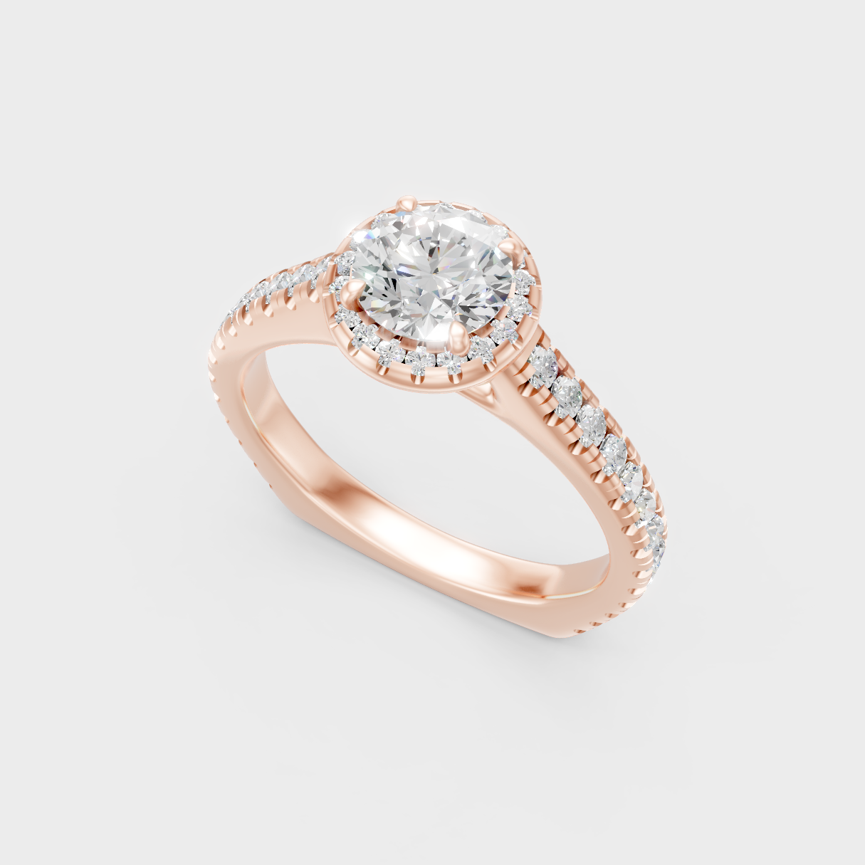  Rose Gold Round-Cut Lab-Grown Diamond Halo Ring For Modern Luxury