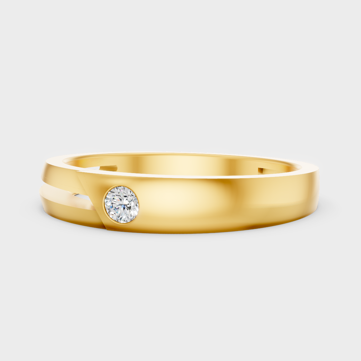 GLI Certified 0.07 Carat Round-Cut Lab-Grown Diamond Men’s Ring In 18K Yellow Gold