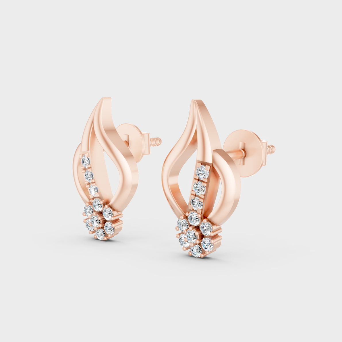9K Rose Gold Round-Cut Lab-Grown Diamond Earrings With Hallmark Quality 