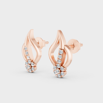 9K Rose Gold Round-Cut Lab-Grown Diamond Earrings With Hallmark Quality 