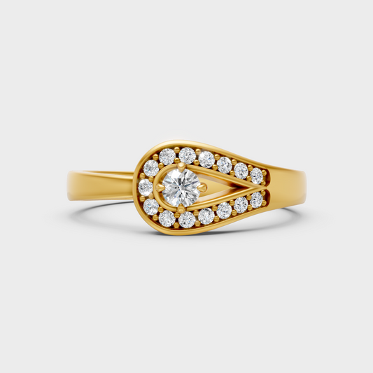 Classic Yellow Gold Solitaire Engagement Ring Featuring A Round Lab Diamond