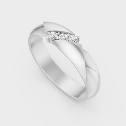 Sleek 18K White Gold Men’s Band Featuring A 0.075Ct Round Lab Diamond