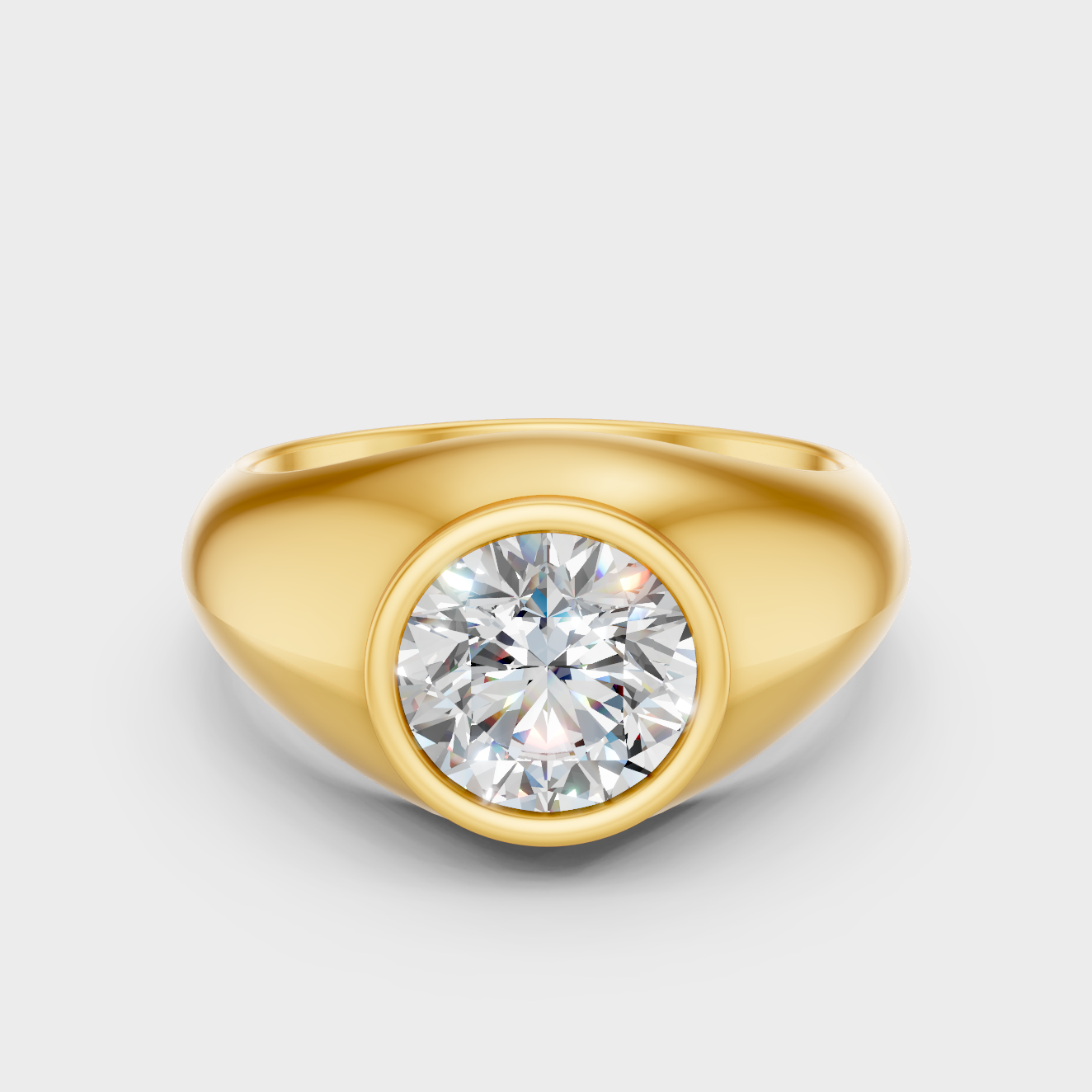 Certified 1-5 Carat Round-Cut Lab-Grown Diamond Men’s Ring In 18K Yellow Gold
