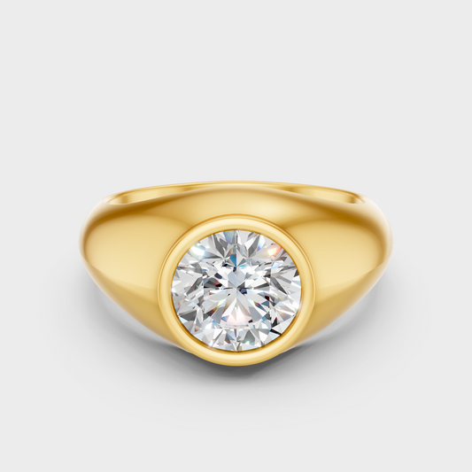 Certified 1-5 Carat Round-Cut Lab-Grown Diamond Men’s Ring In 18K Yellow Gold
