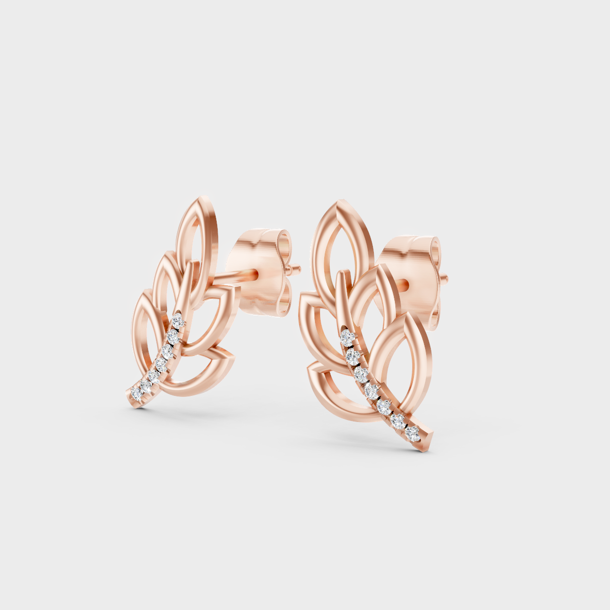 9K Rose Gold Round-Cut Lab-Grown Diamond Earrings With Hallmark Quality