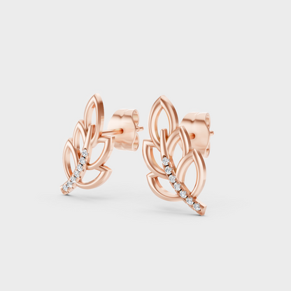 9K Rose Gold Round-Cut Lab-Grown Diamond Earrings With Hallmark Quality