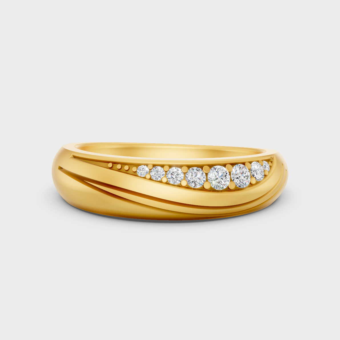 GLI Certified 0.14 Carat Round-Cut Lab-Grown Diamond Men’s Ring In 18K Yellow Gold