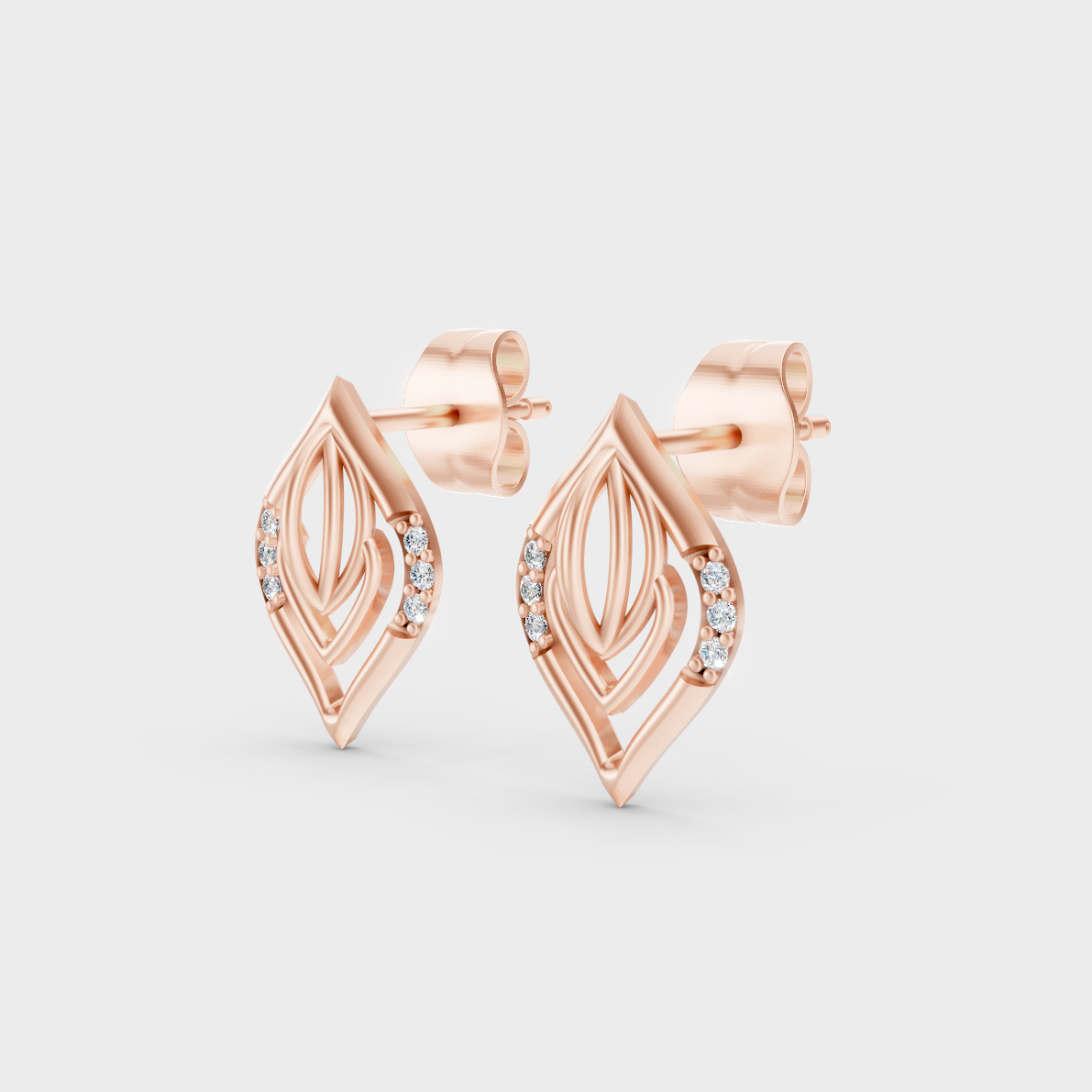 9K Rose Gold Round-Cut Lab-Grown Diamond Earrings With Hallmark Quality