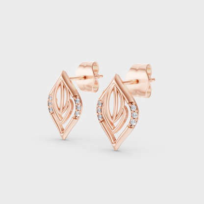 9K Rose Gold Round-Cut Lab-Grown Diamond Earrings With Hallmark Quality