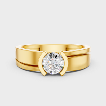 IGI Certified 0.50 Carat Round-Cut Lab-Grown Diamond Men’s Ring In 18K Yellow Gold