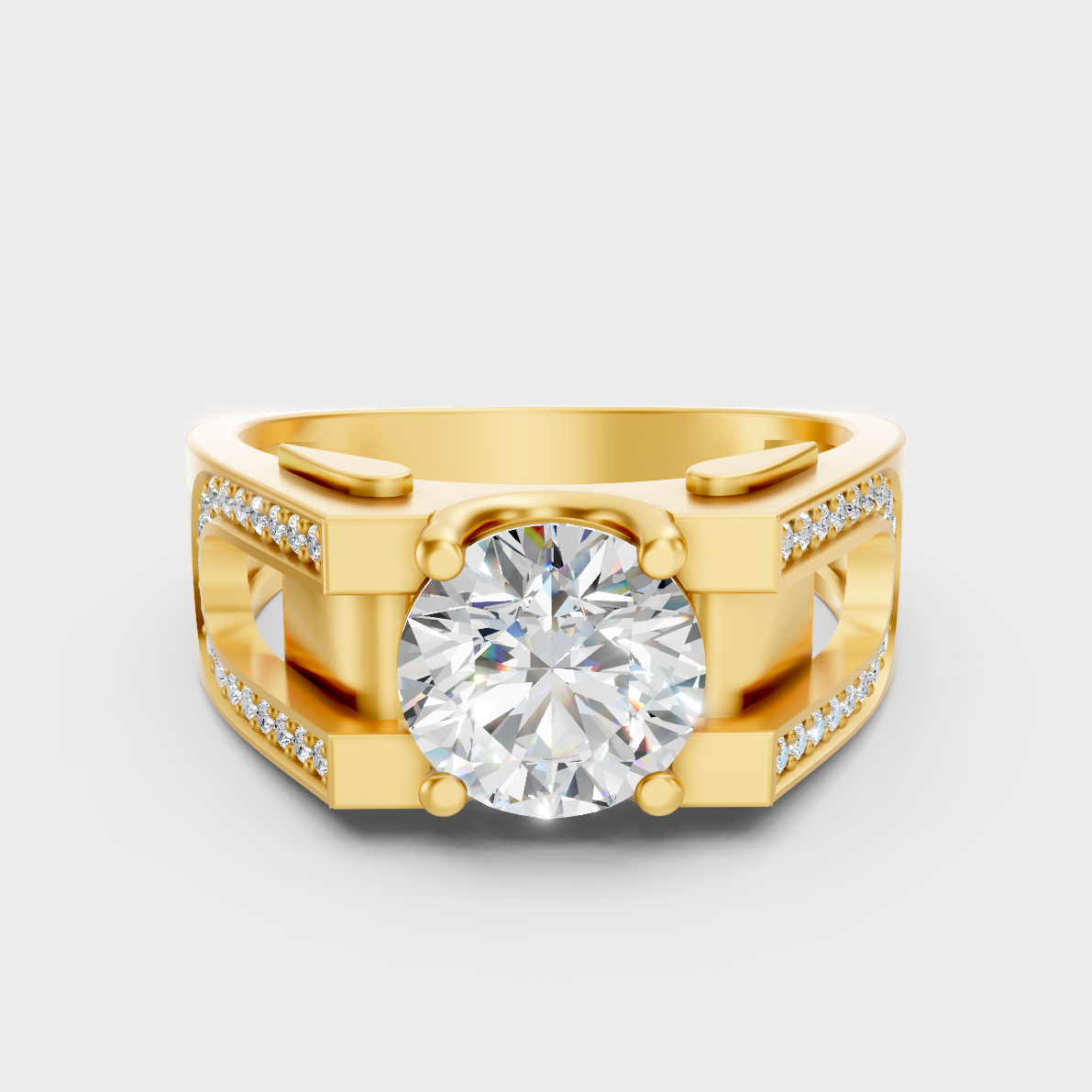 IGI/GLI Certified 1.69 Carat Round-Cut Lab-Grown Diamond Men’s Ring In 18K Yellow Gold