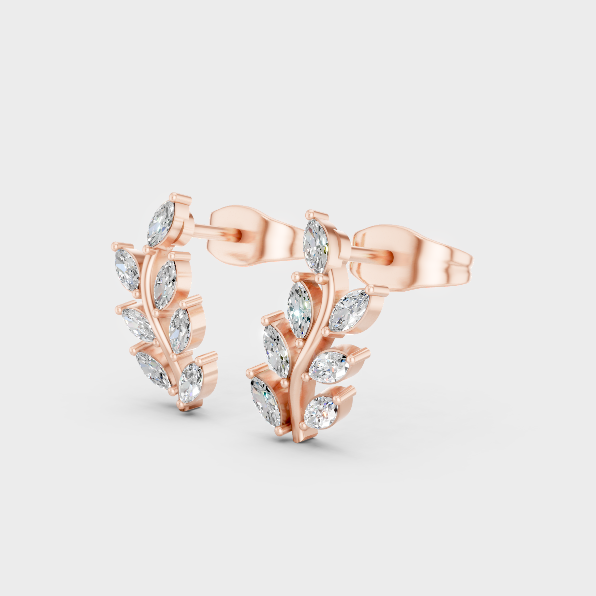 9K Rose Gold Marquise-Cut Lab-Grown Diamond Earrings With Hallmark Quality 