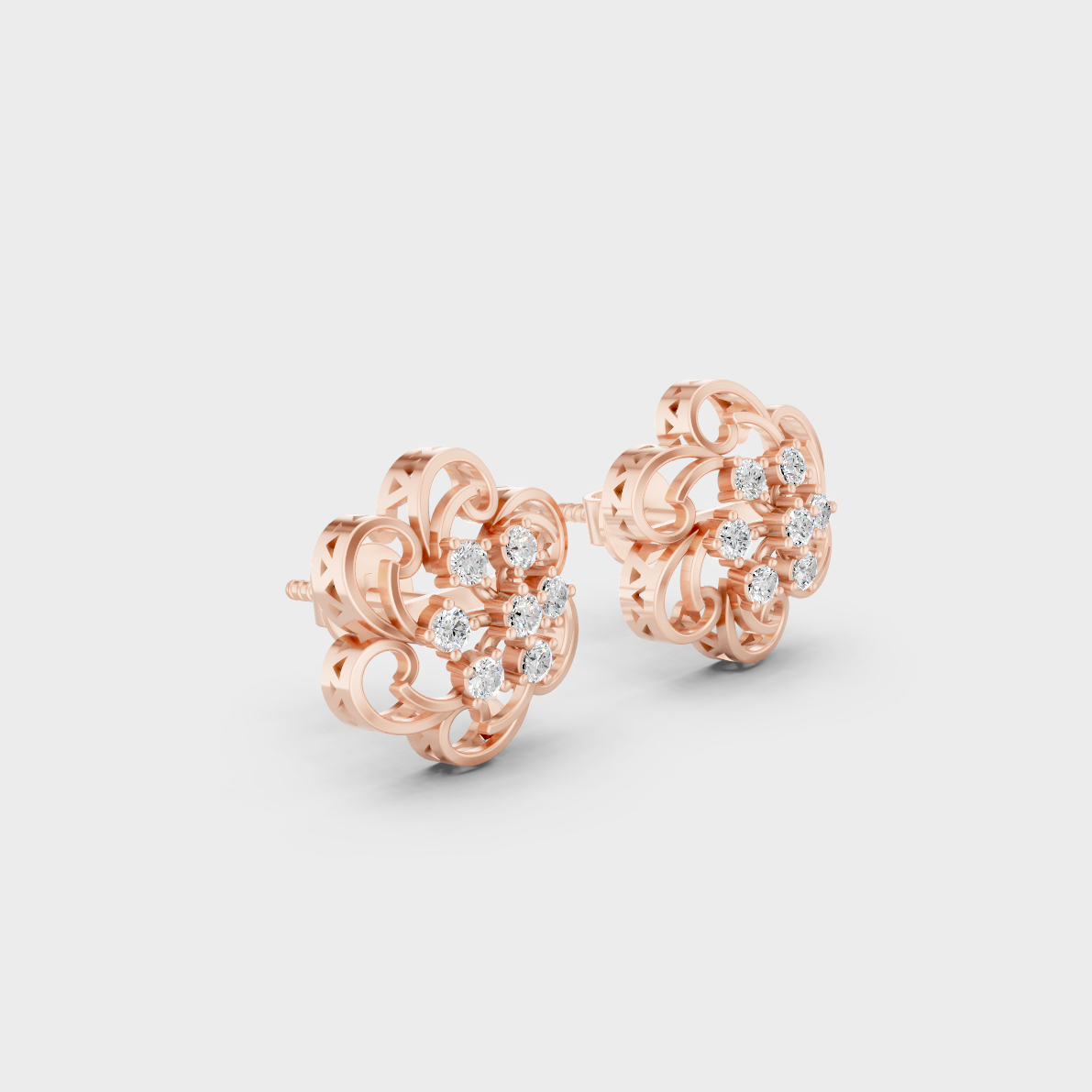 Sleek 14K Rose Gold Studs Featuring Certified 0.26 Carat Each Round Lab Diamonds