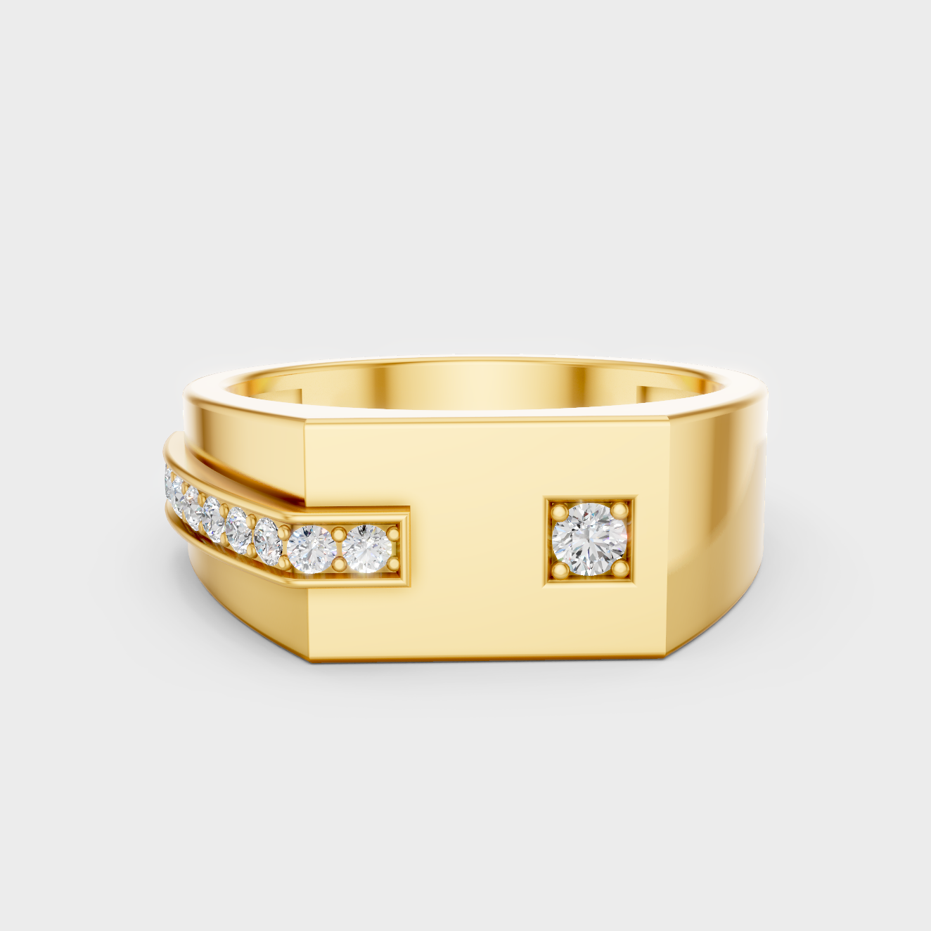 Certified 0.18 Carat Round-Cut Lab-Grown Diamond Men’s Ring In 18K Yellow Gold