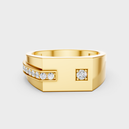 Certified 0.18 Carat Round-Cut Lab-Grown Diamond Men’s Ring In 18K Yellow Gold