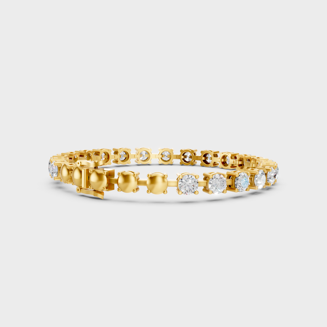 Premium Round Diamond Tennis Bracelet Yellow Gold