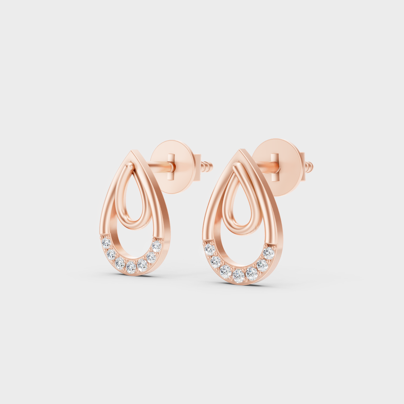 9K Rose Gold Round-Cut Lab-Grown Diamond Earrings With Hallmark Quality 