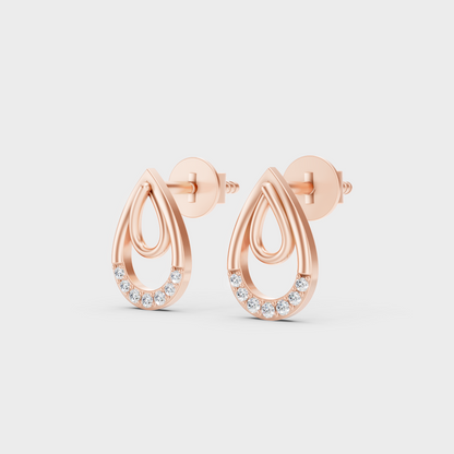 9K Rose Gold Round-Cut Lab-Grown Diamond Earrings With Hallmark Quality 