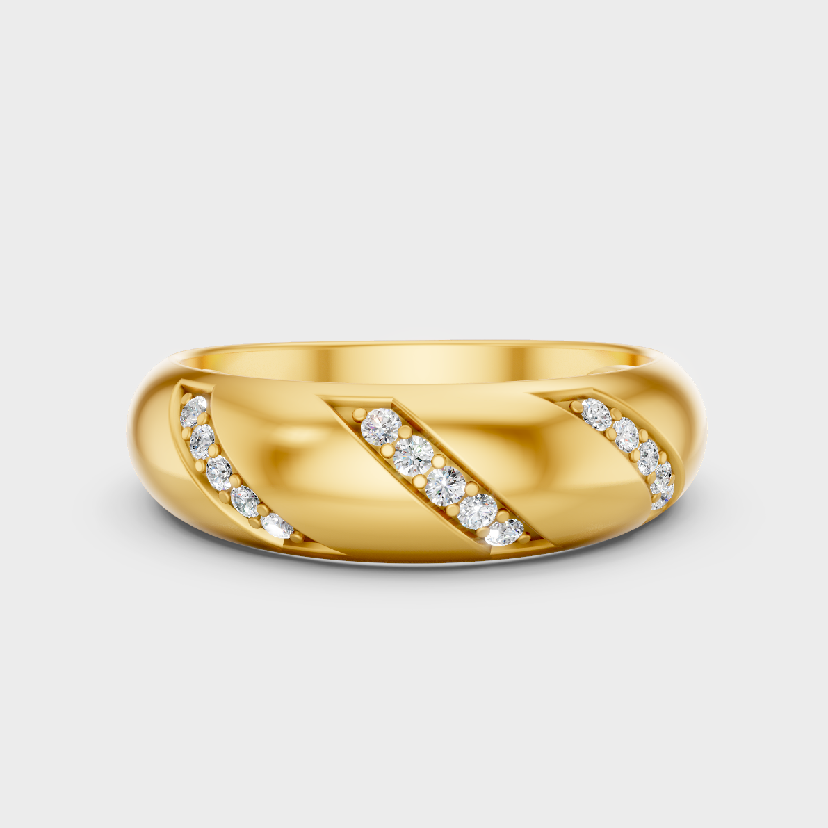 GLI Certified 0.15 Carat Round-Cut Lab-Grown Diamond Men’s Ring In 18K Yellow Gold