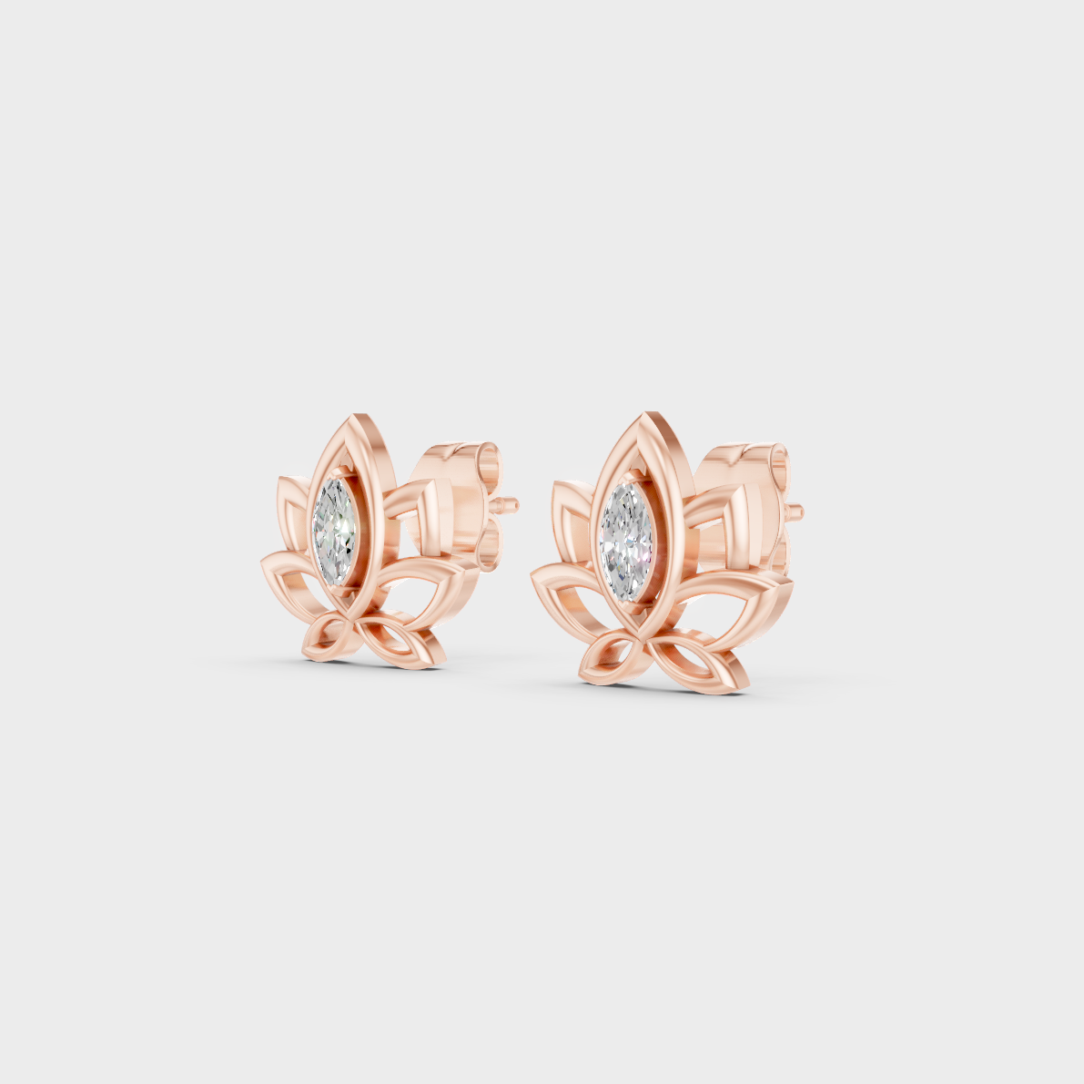 9K Rose Gold Marquise-Cut Lab-Grown Diamond Earrings With Hallmark Quality