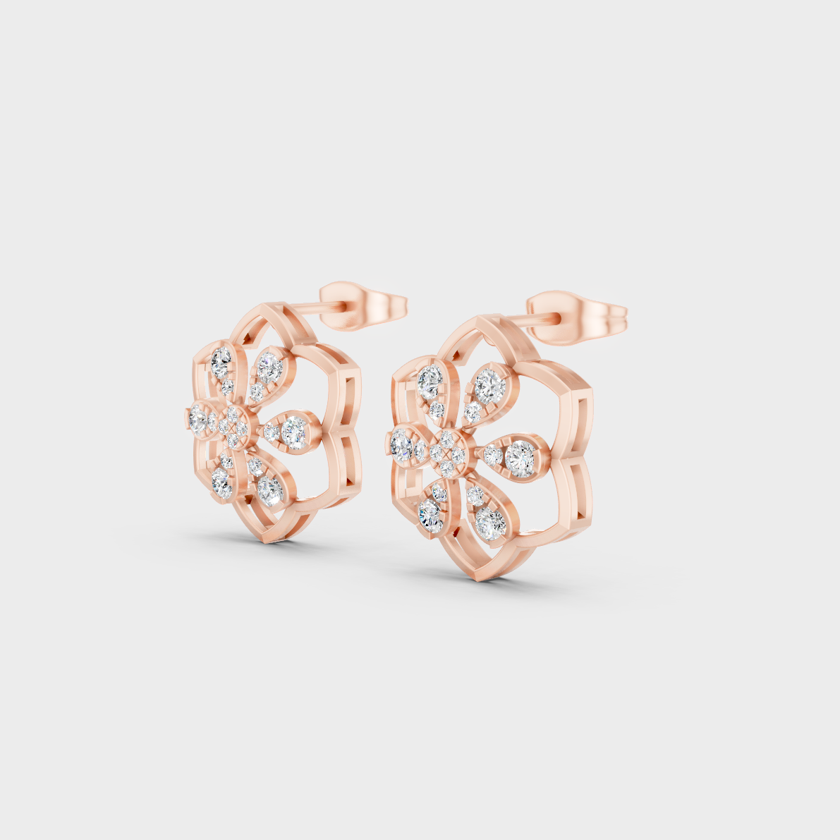 9K Rose Gold Round-Cut Lab-Grown Diamond Earrings With Hallmark Quality 