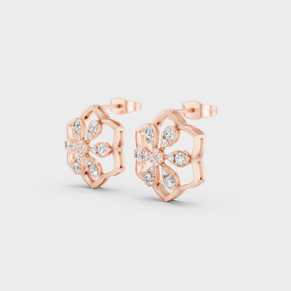 9K Rose Gold Round-Cut Lab-Grown Diamond Earrings With Hallmark Quality 