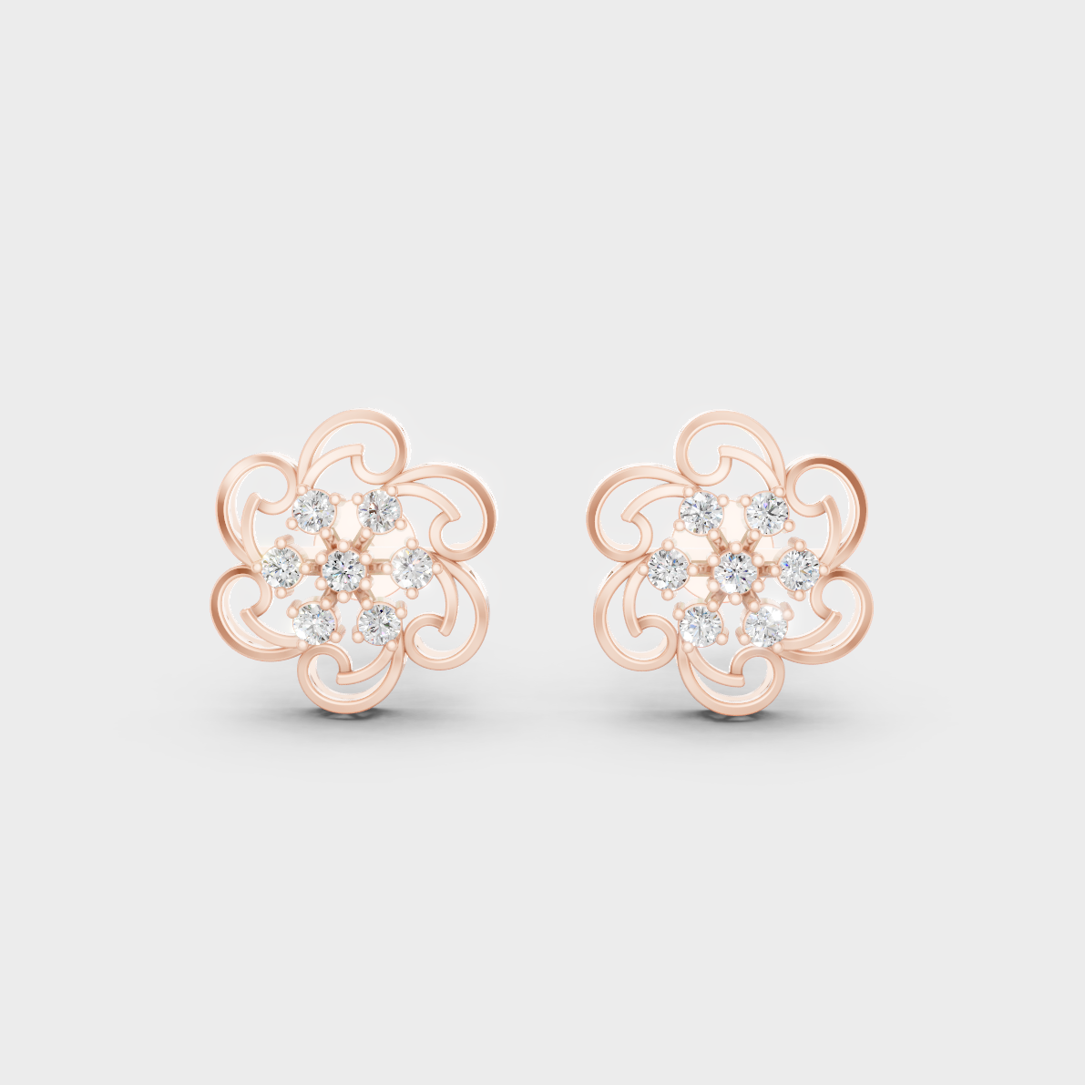 High-Polish Rose Gold 0.50 Carat Total Weight Round Lab Diamond Studs For Bold Sparkle