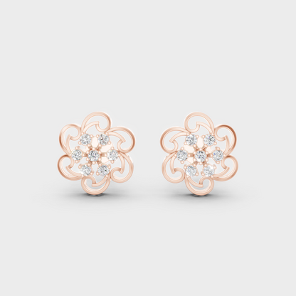 High-Polish Rose Gold 0.50 Carat Total Weight Round Lab Diamond Studs For Bold Sparkle