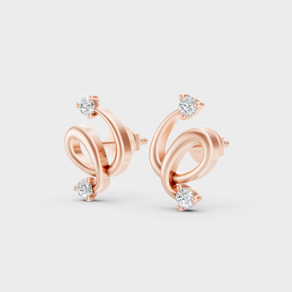 9K Rose Gold Round-Cut Lab-Grown Diamond Earrings With Hallmark Quality