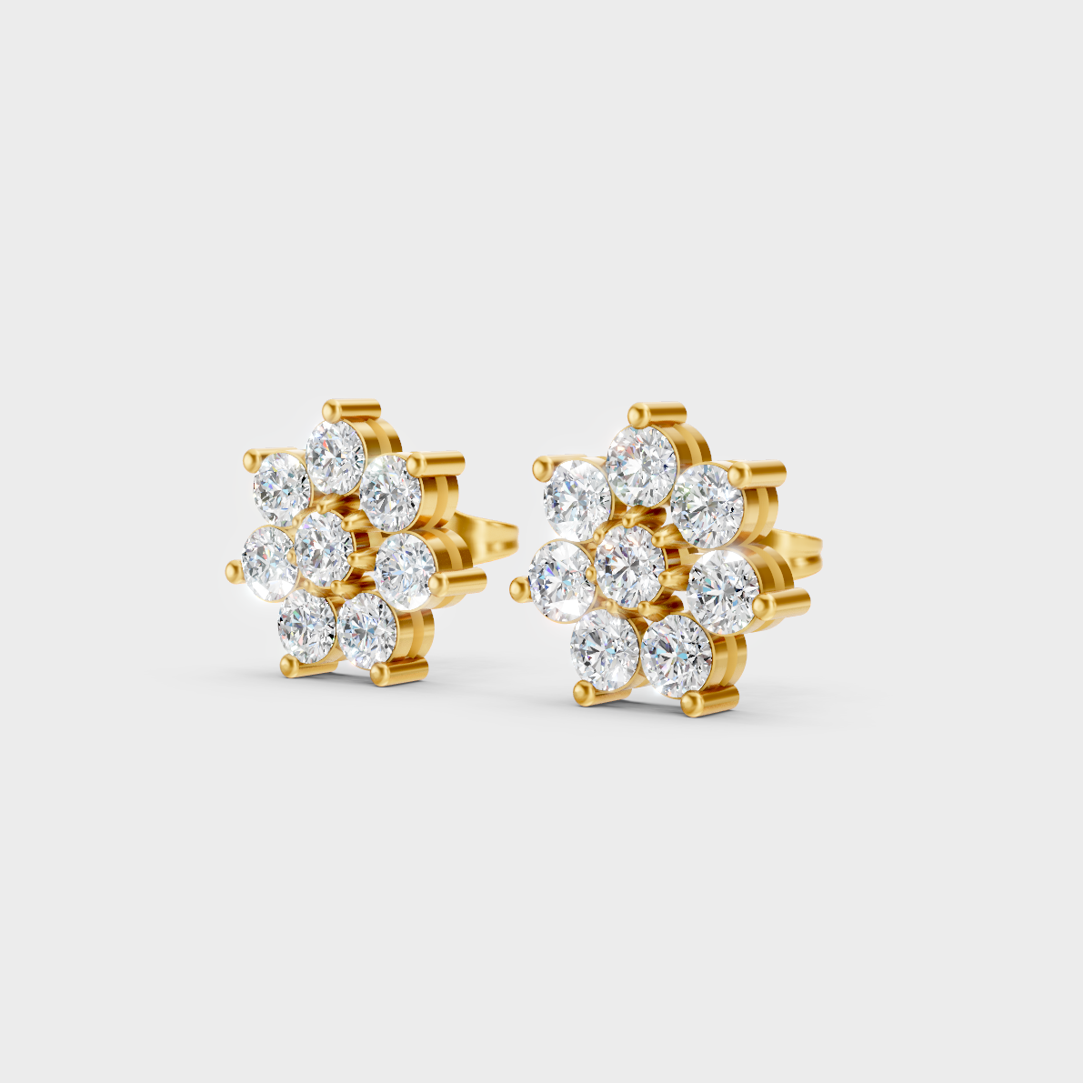 9K Yellow Gold Round-Shaped Lab-Grown Diamond Studs For Ethical Luxury