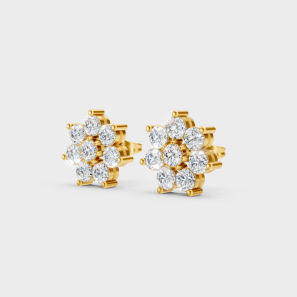 9K Yellow Gold Round-Shaped Lab-Grown Diamond Studs For Ethical Luxury