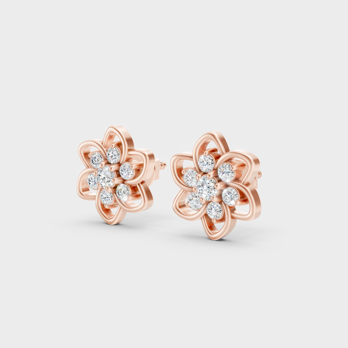 9K Rose Gold Round-Cut Lab-Grown Diamond Earrings With Hallmark Quality