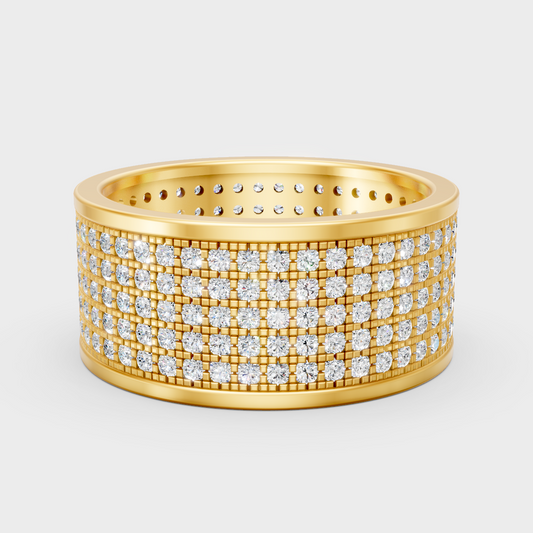 GLI Certified 1.84 Carat Round-Cut Lab-Grown Diamond Men’s Band In 18K Yellow Gold
