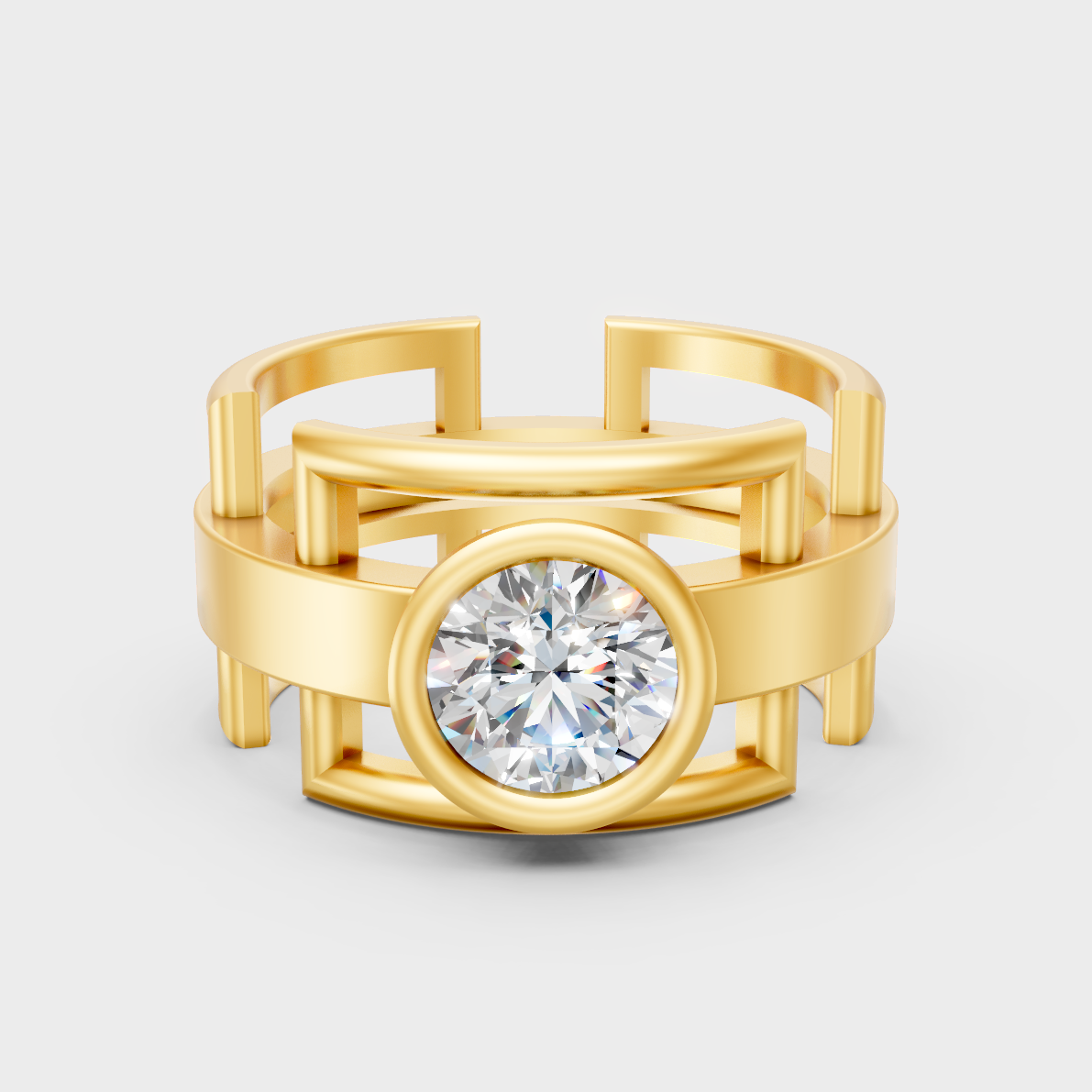 Certified 1-5 Carat Round-Cut Lab-Grown Diamond Men’s Ring In 18K Yellow Gold