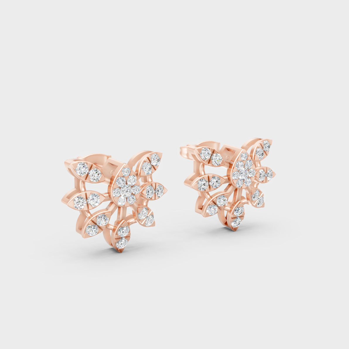 Sleek 14K Rose Gold Studs Featuring Certified 0.64 Carat Each Round Lab Diamonds 