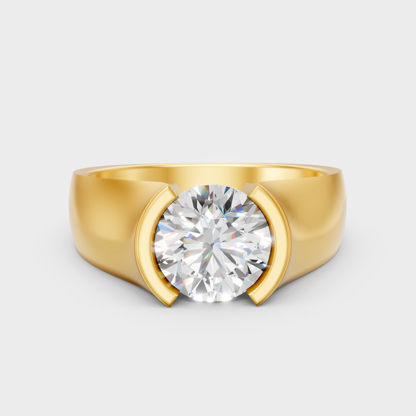 IGI Certified 1.50 Carat Round-Cut Lab-Grown Diamond Men’s Ring In 18K Yellow Gold
