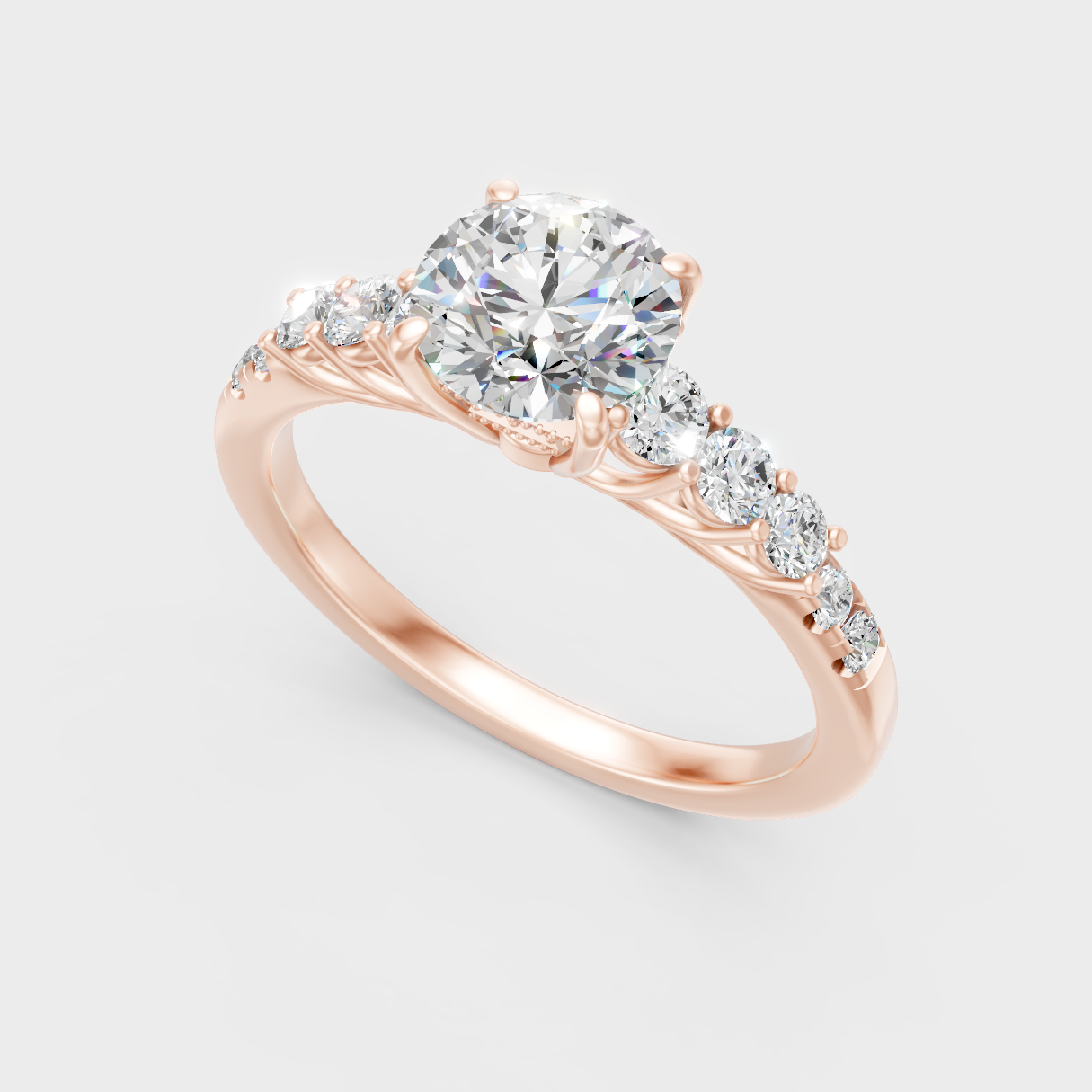 Unique Rose Gold Halo Ring Featuring An Igi Certified Round Lab Diamond Twist Band