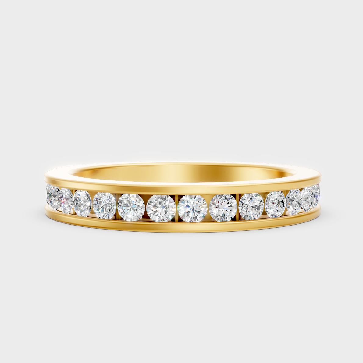 GLI Certified 1.08 Carat Round-Cut Lab-Grown Diamond Men’s Band In 18K Yellow Gold
