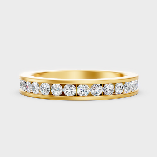 GLI Certified 1.08 Carat Round-Cut Lab-Grown Diamond Men’s Band In 18K Yellow Gold