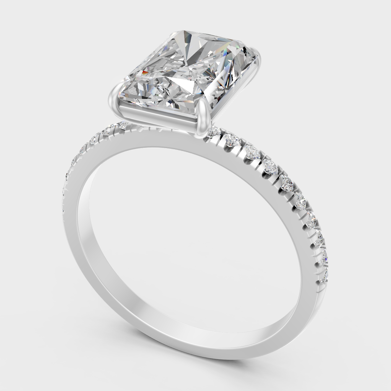 Platinum Engagement Ring With Radiant Cut Sparkle