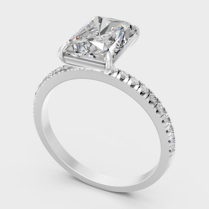 Platinum Engagement Ring With Radiant Cut Sparkle